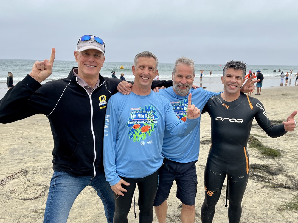 Crick Waters with Menlo Masters swim teammates